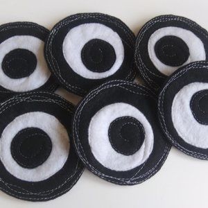 Handcrafted Freeform Stitched Felt Coaster Set #6. (Two Sets Available)